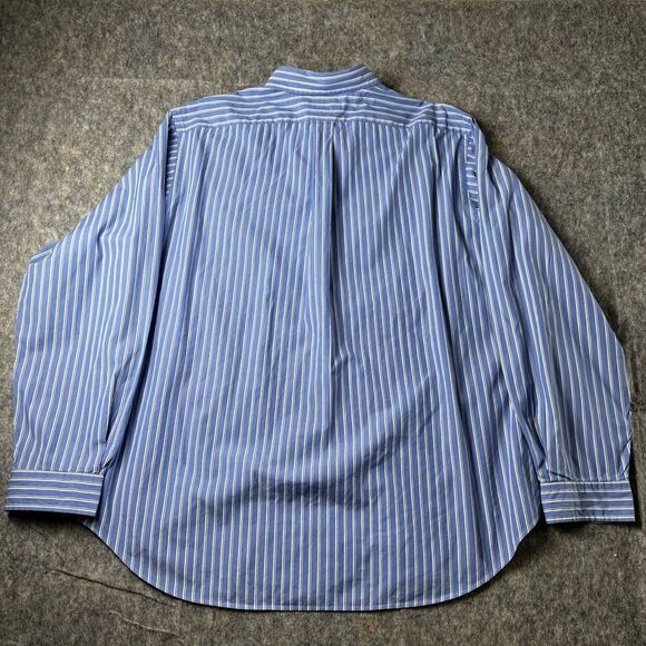 Ralph Lauren Men’s 18 36/37 Blue Stripe Shirt Long Sleeve Classic Fit Button - Picture 7 of 10